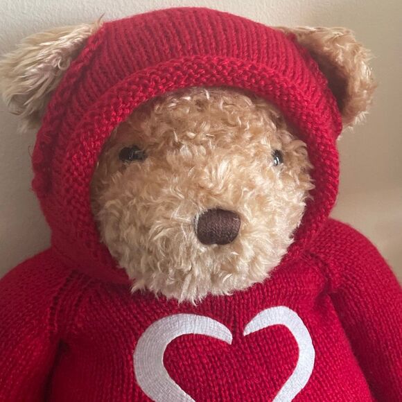 Millennial bear vintage gund curly haired bear stuffed animal red hood love 2000 - Picture 2 of 10